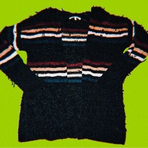 Pre-owned Women's Black/Brown Striped Angel Kiss Sweater (Size L)